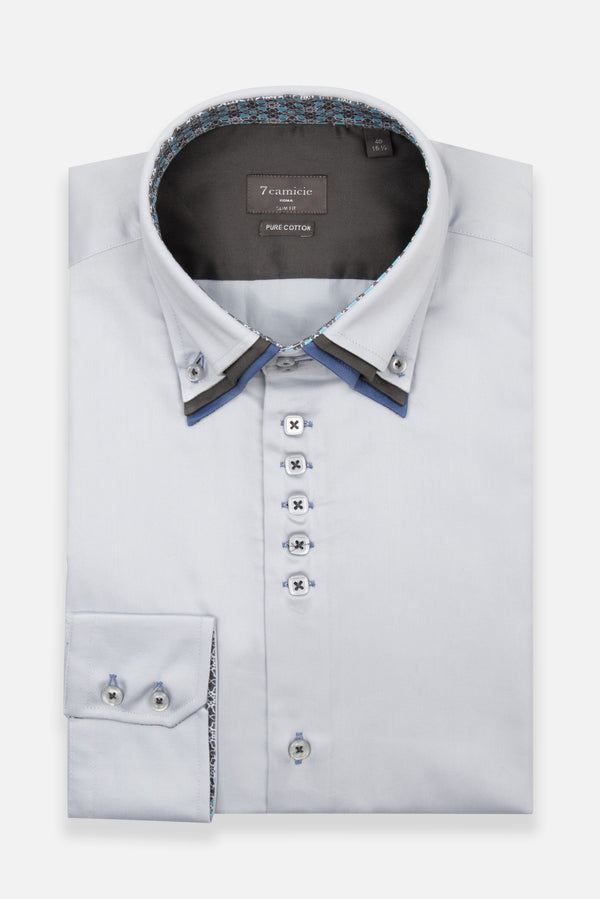 Vesuvio Iconic Satin Man Shirt Grey