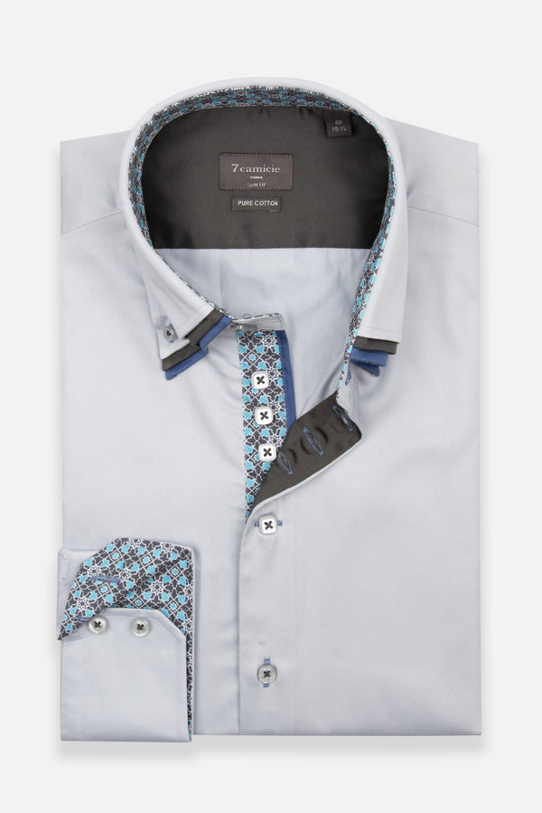 Camicia Uomo Vesuvio Iconic Satin Grigio