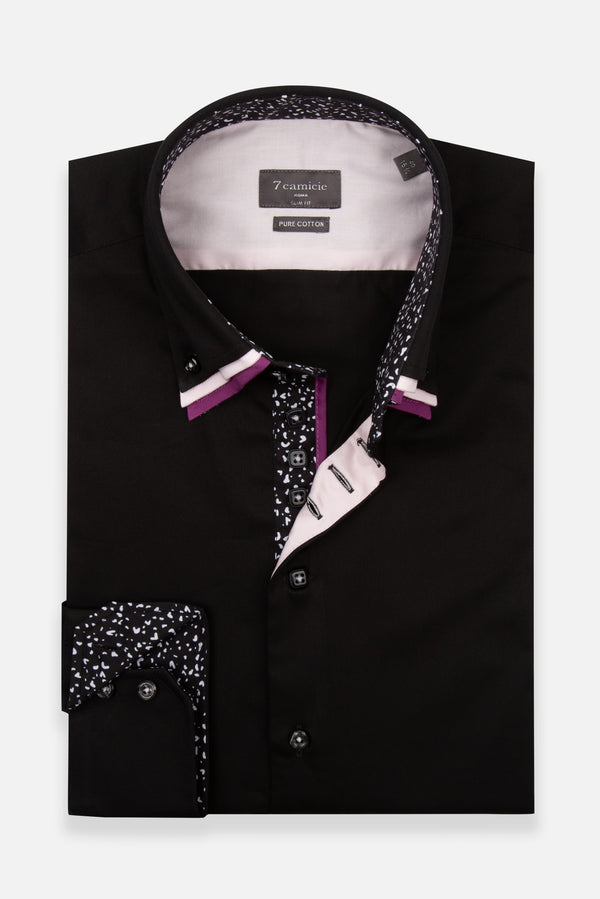 Vesuvio Iconic Satin Man Shirt Black