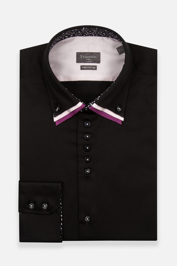 Vesuvio Iconic Satin Man Shirt Black