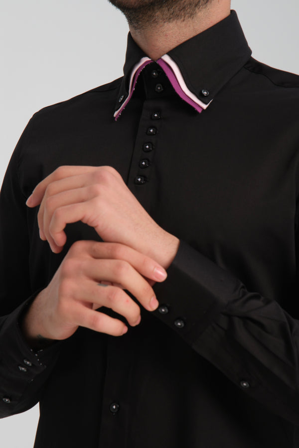 Vesuvio Iconic Satin Man Shirt Black