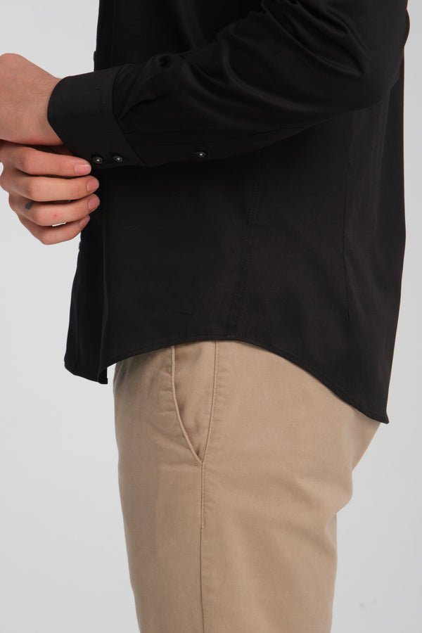 Vesuvio Iconic Satin Man Shirt Black