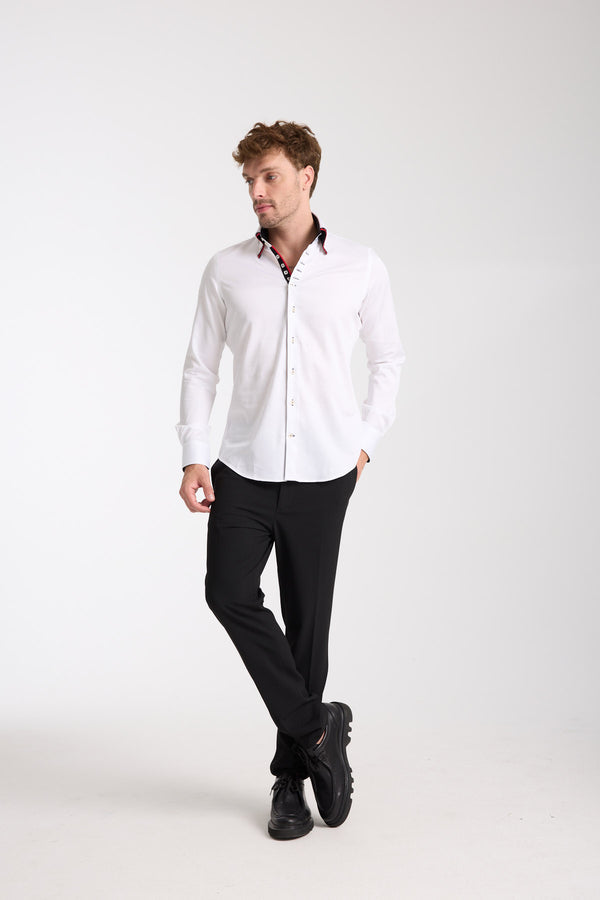 Vesuvio Iconic Herren Hemd Satin Weiss