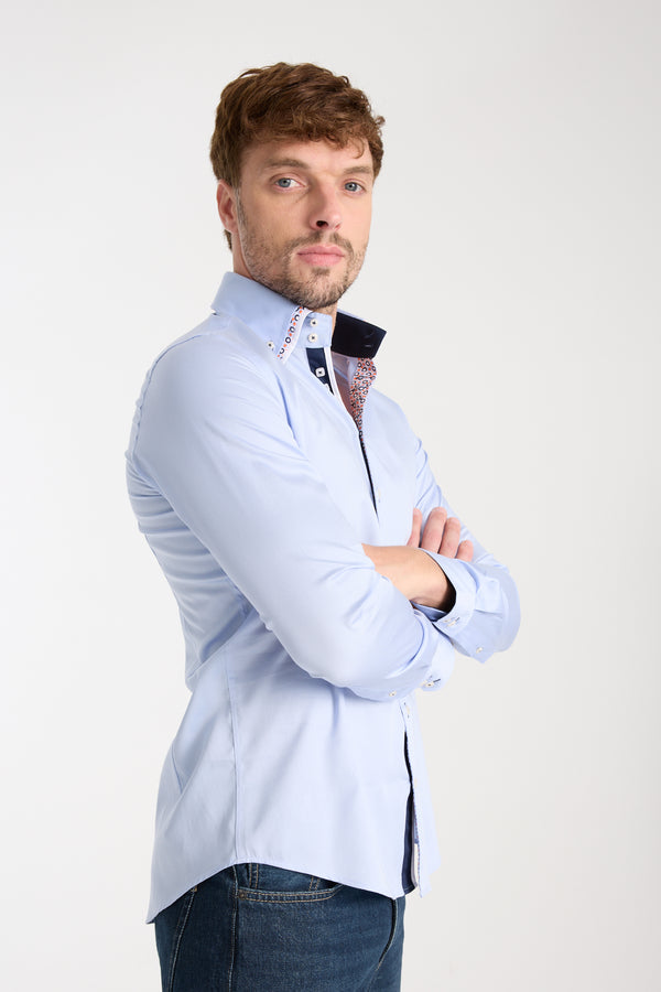 Camisa Hombre Vesuvio Iconic Satin Azul Claro