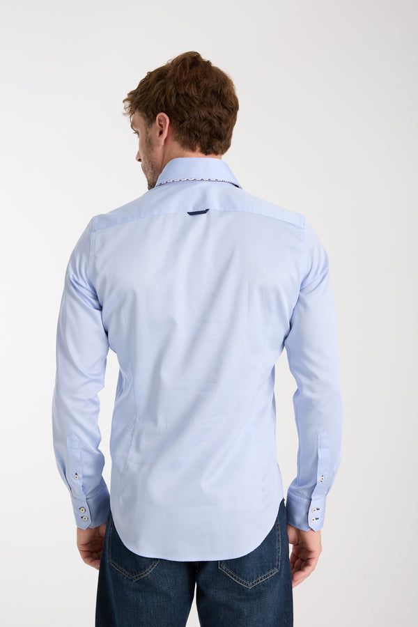 Camisa Hombre Vesuvio Iconic Satin Azul Claro