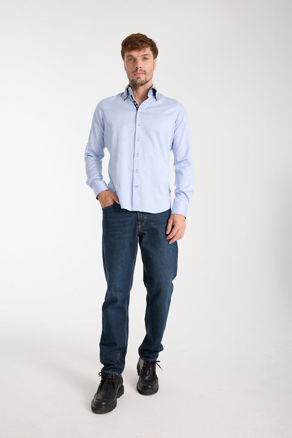 Camisa Hombre Vesuvio Iconic Satin Azul Claro
