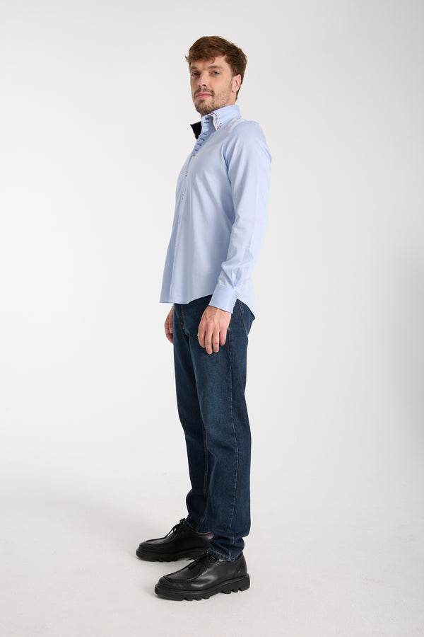 Camisa Hombre Vesuvio Iconic Satin Azul Claro