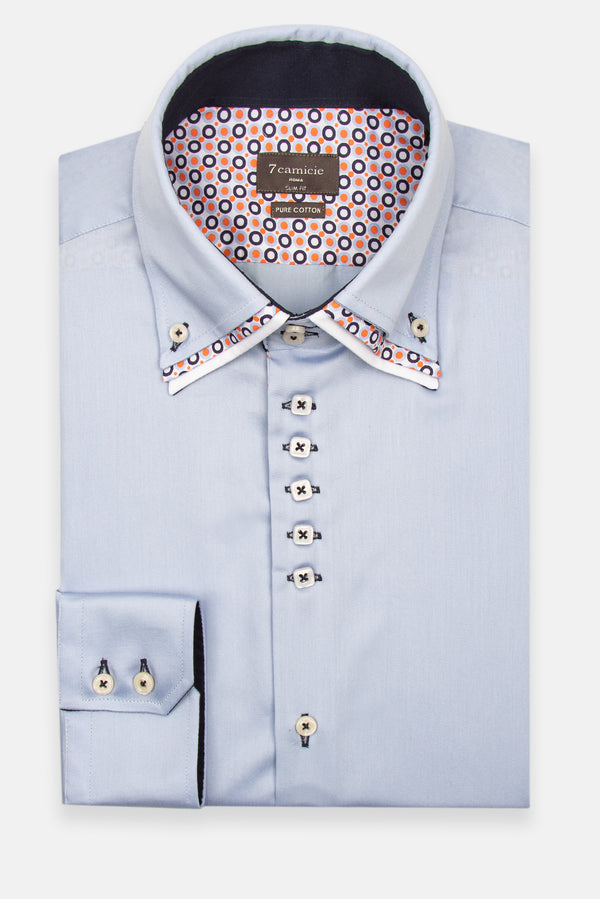 Camisa Hombre Vesuvio Iconic Satin Azul Claro
