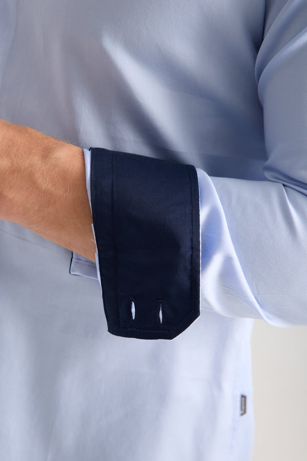 Camisa Hombre Vesuvio Iconic Satin Azul Claro