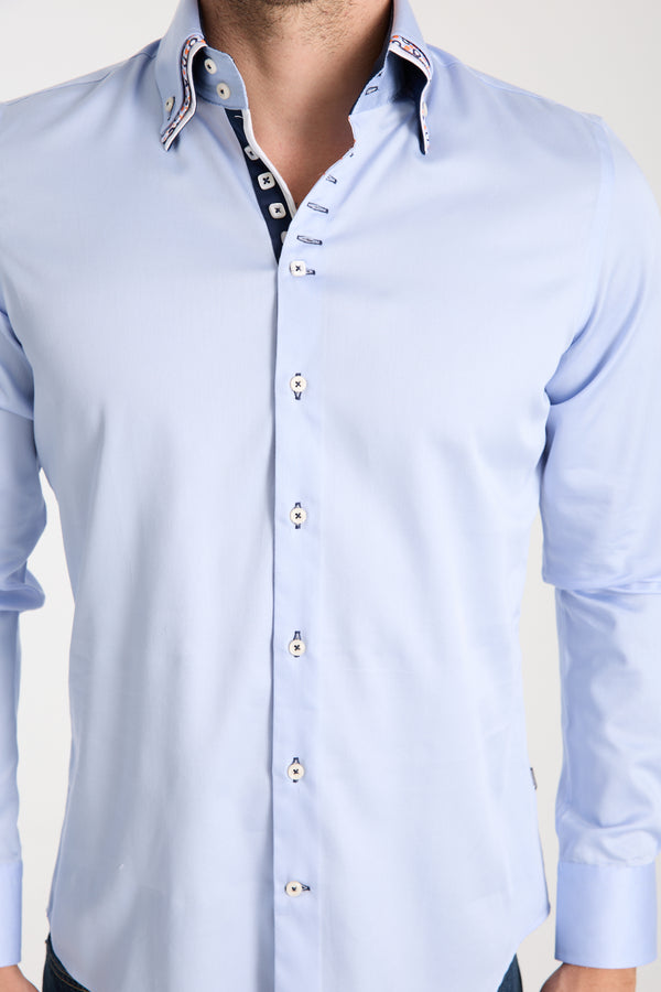 Camisa Hombre Vesuvio Iconic Satin Azul Claro