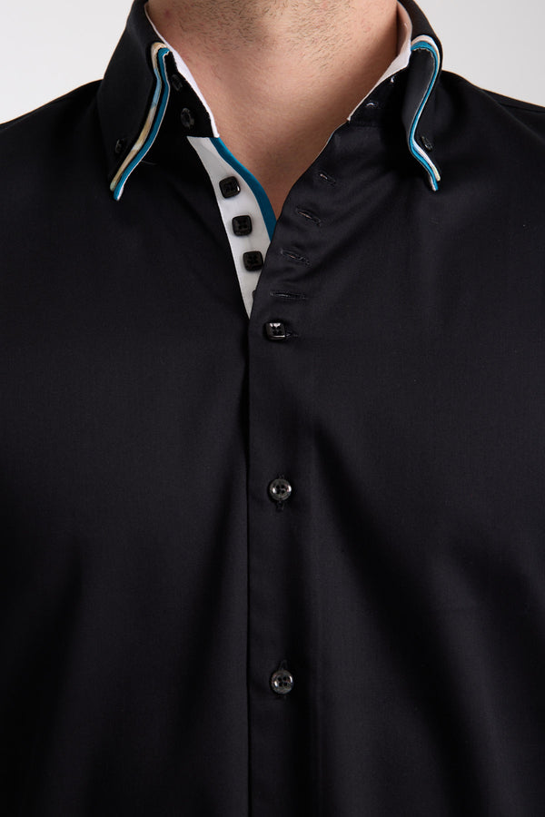 Camisa Hombre Vesuvio Iconic Satin Negro