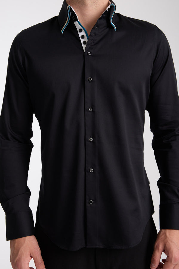 Camisa Hombre Vesuvio Iconic Satin Negro