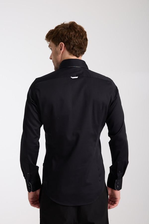 Camisa Hombre Vesuvio Iconic Satin Negro