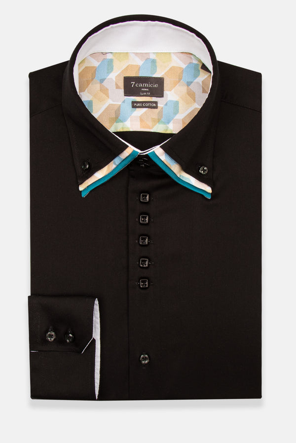 Camisa Hombre Vesuvio Iconic Satin Negro