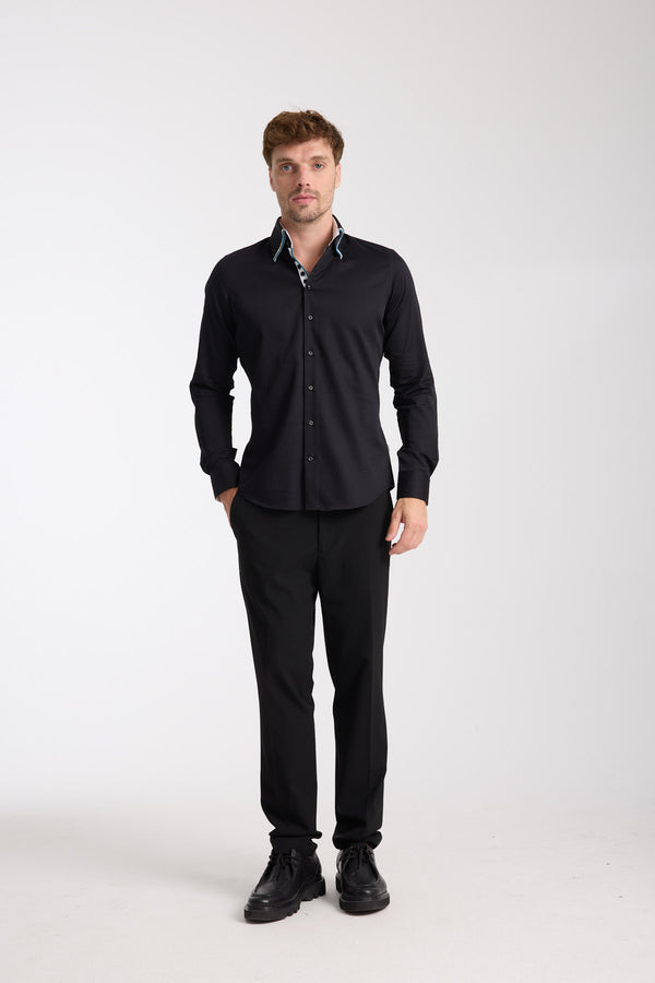 Camisa Hombre Vesuvio Iconic Satin Negro