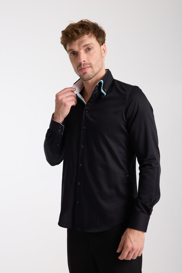 Camisa Hombre Vesuvio Iconic Satin Negro