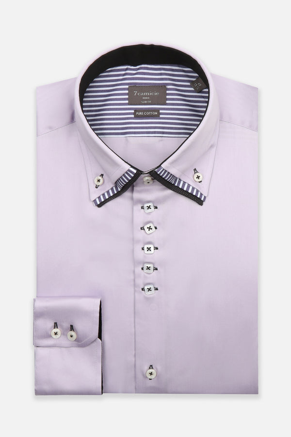 Vesuvio Iconic Satin Man Shirt Lilac