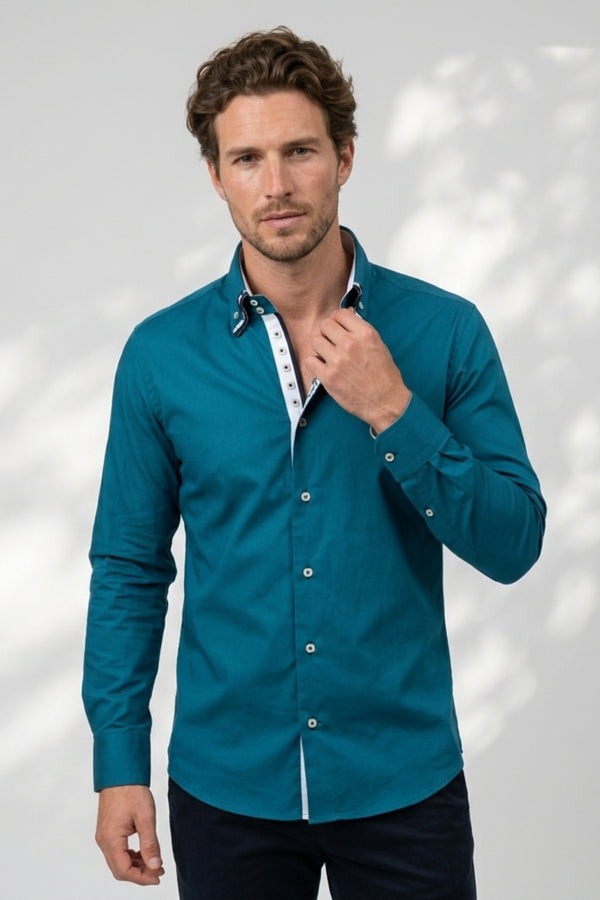 Chemise Homme Vesuvio Iconic Popelin Stretch Vert