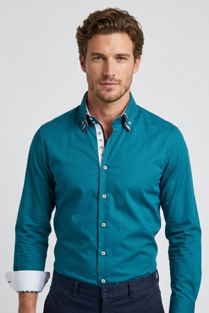 Camisa Hombre Vesuvio Iconic Popelin Stretch Verde