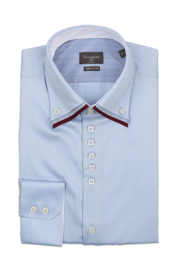 Vesuvio Iconic Herren Hemd Satin Hellblau