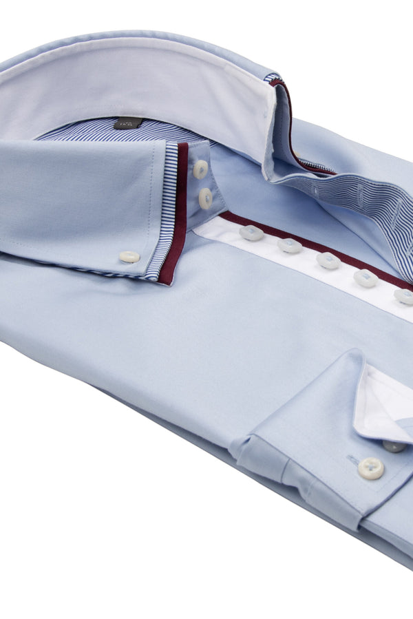 Vesuvio Iconic Herren Hemd Satin Hellblau