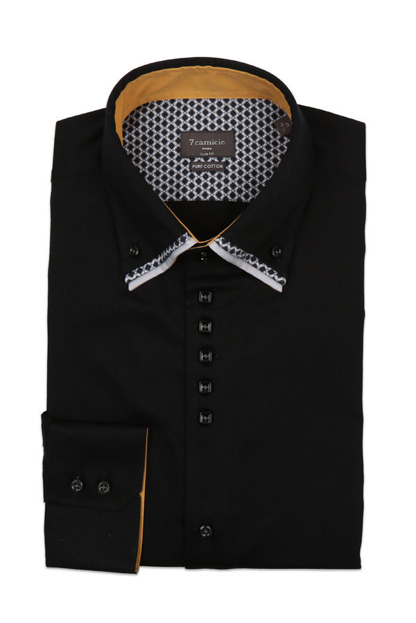 Vesuvio Iconic Herren Hemd Satin Schwarz
