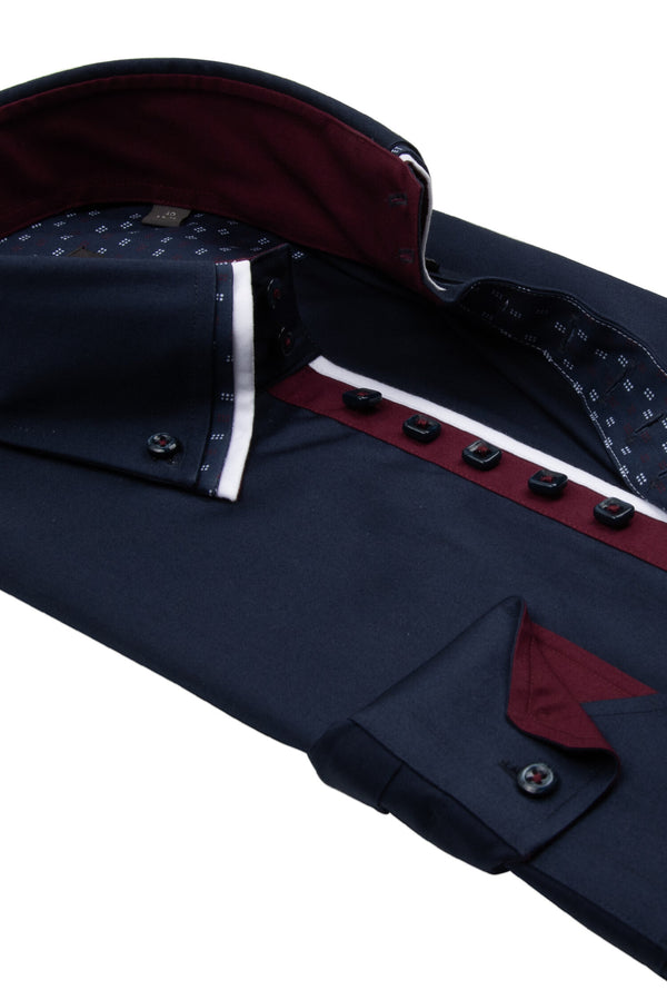 Vesuvio Iconic Herren Hemd Satin Blau