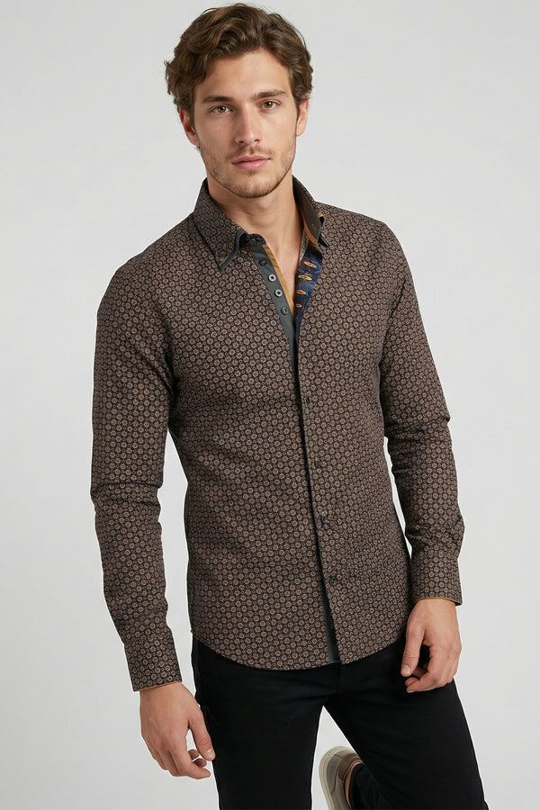 Marco Polo Iconic Herren Hemd Popelin Blau Gelbe