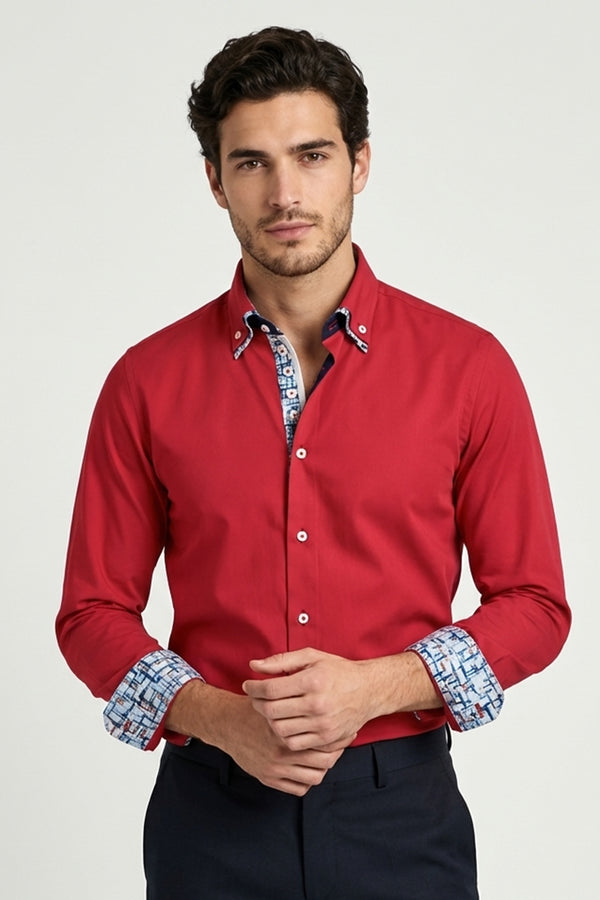 Marco Polo Iconic Satin Man Shirt Red