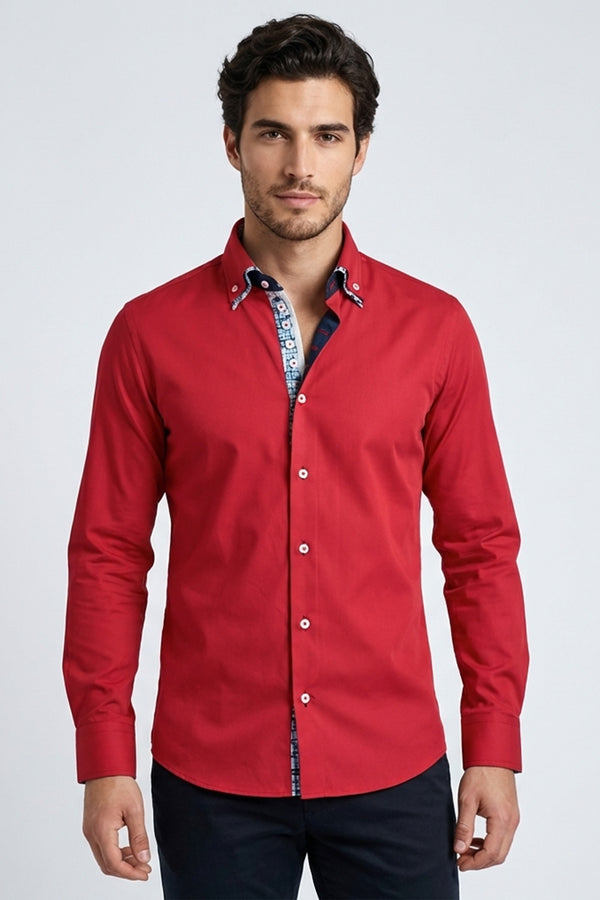 Marco Polo Iconic Satin Man Shirt Red