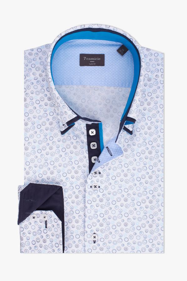 Camisa Hombre Marco Polo Iconic Armaturato Blanco Azul Claro