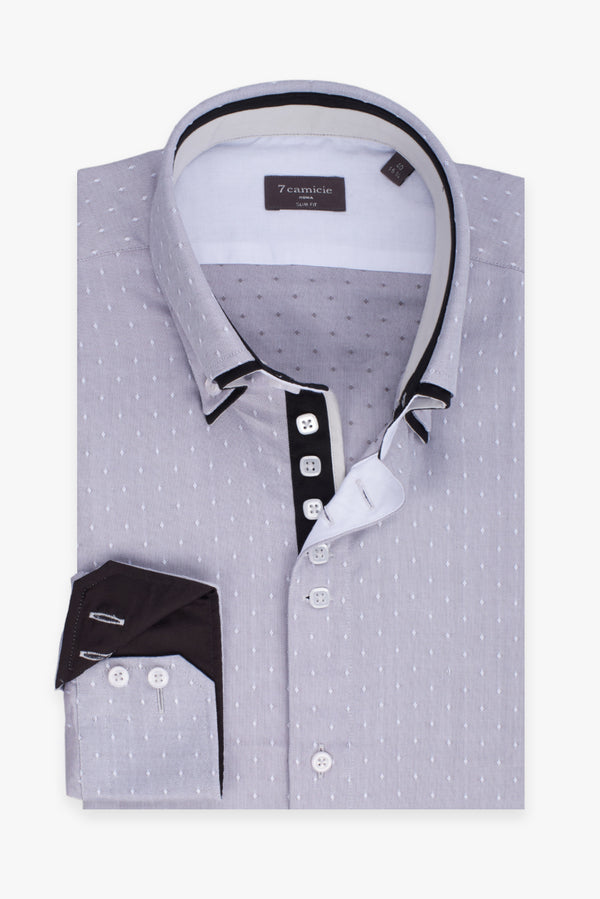 Camisa Hombre Marco Polo Iconic Oxford Gris Blanco