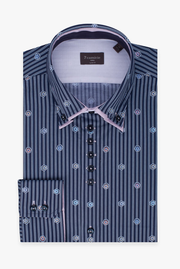 Camisa Hombre Marco Polo Iconic Popelin Azul Blanco