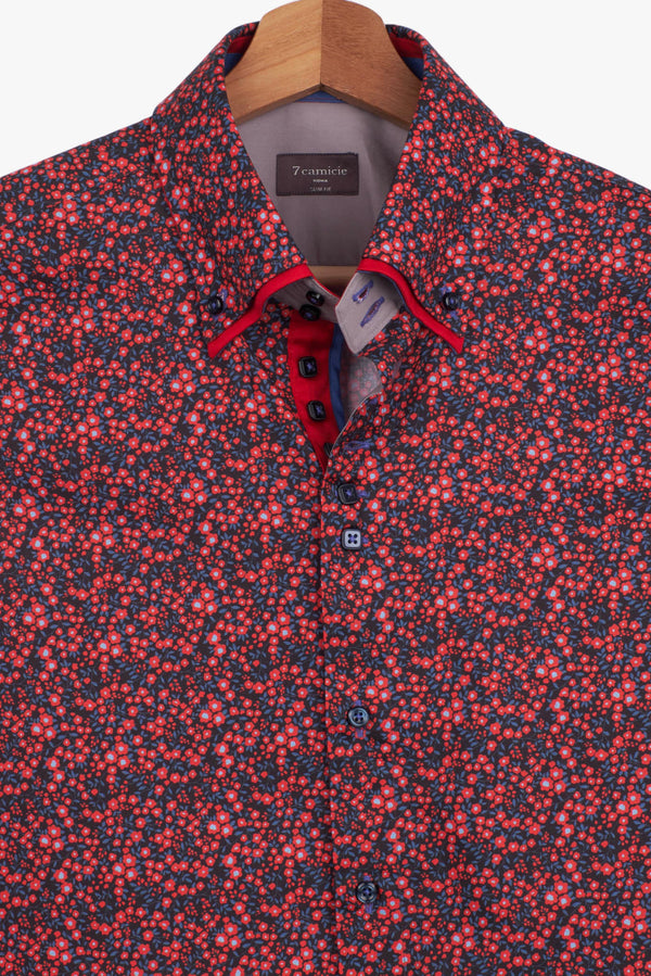 Camicia Uomo Marco Polo Iconic Popelin Rosso Blu