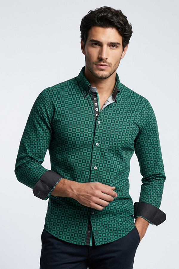Chemise Homme Marco Polo Iconic Popelin Vert Gris