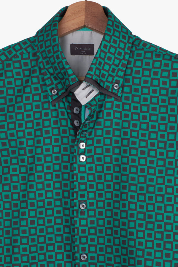 Camicia Uomo Marco Polo Iconic Popelin Verde Grigio