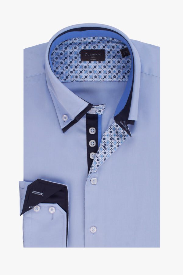 Camicia Uomo Marco Polo Iconic Satin Celeste