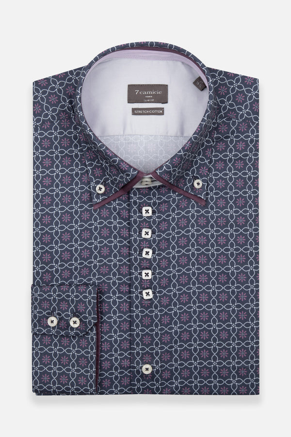 Camisa Hombre Marco Polo Iconic Popelin Stretch Azul Blanco