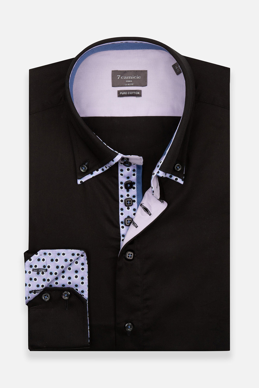 double collar dress shirt Marco Polo Iconic Satin Man Shirt Black 38/S