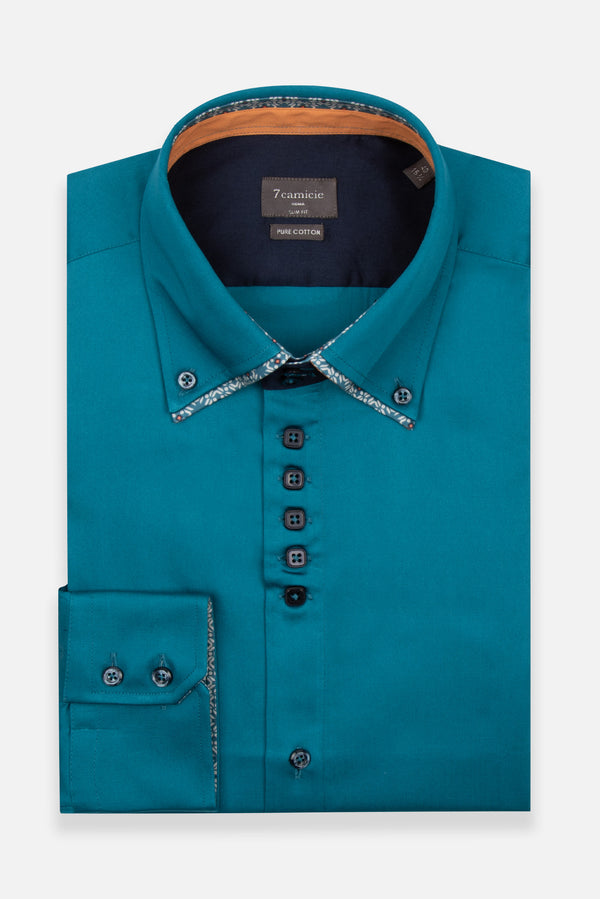 Camicia Uomo Marco Polo Iconic Satin Verde