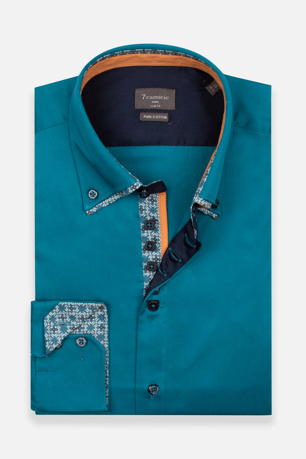 Camicia Uomo Marco Polo Iconic Satin Verde