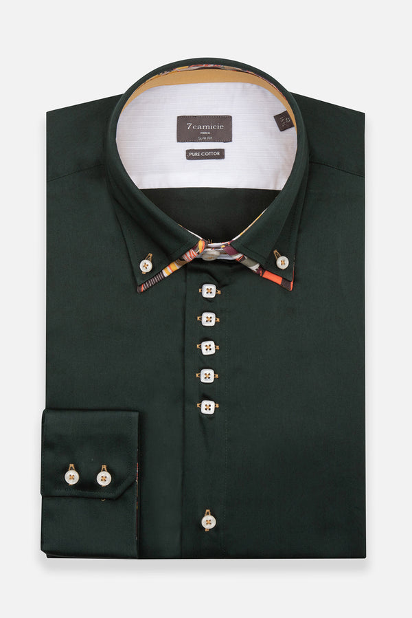 Camicia Uomo Marco Polo Iconic Satin Verde