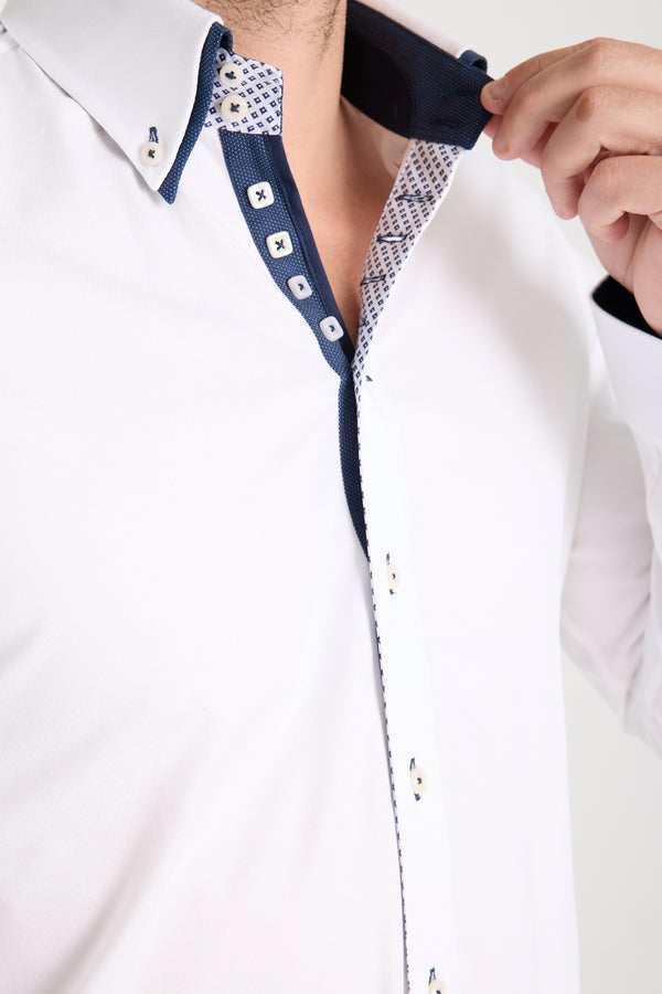 Chemise Homme Marco Polo Iconic Jacquard Blanc Blanc