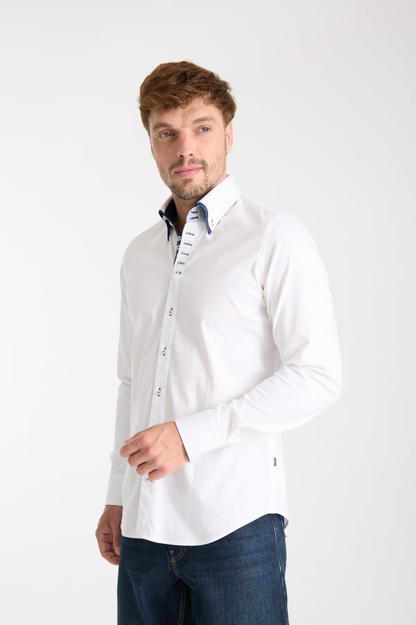 Chemise Homme Marco Polo Iconic Jacquard Blanc Blanc