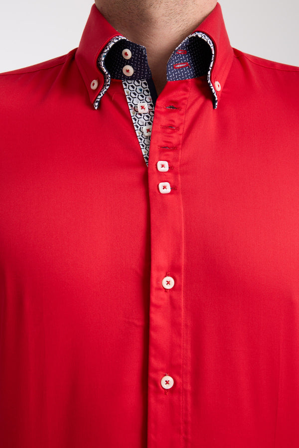 Marco Polo Iconic Herren Hemd Satin Rot