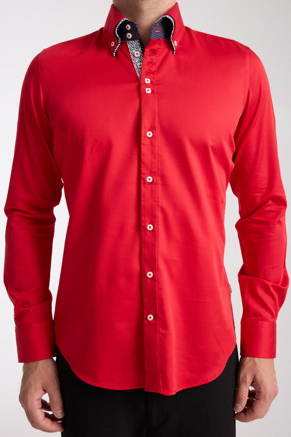 Marco Polo Iconic Herren Hemd Satin Rot