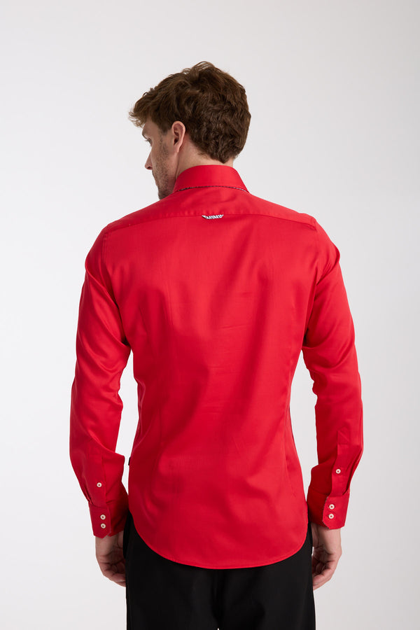 Marco Polo Iconic Herren Hemd Satin Rot