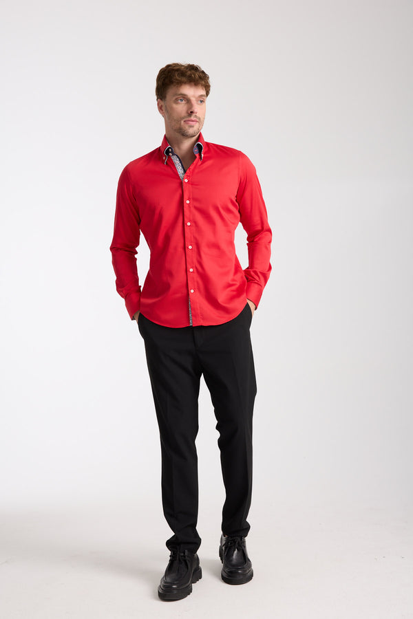 Marco Polo Iconic Herren Hemd Satin Rot