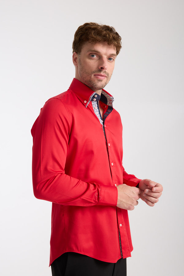 Marco Polo Iconic Herren Hemd Satin Rot