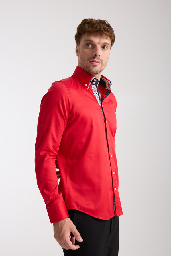 Marco Polo Iconic Herren Hemd Satin Rot